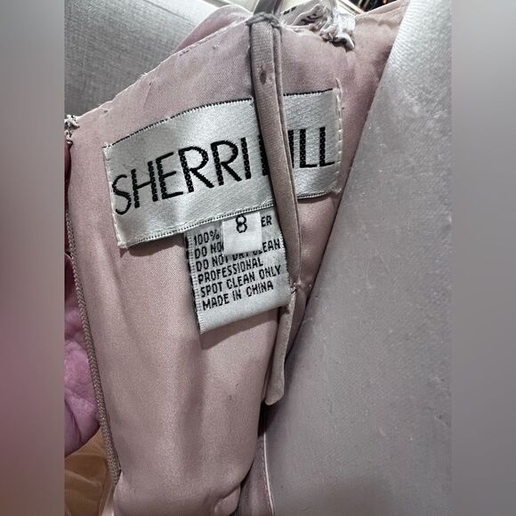 Sherri Hill Beaded Tulle Mini Dress Nude Taupe Rhinestone Corset Size 8 Glam - Picture 6 of 16